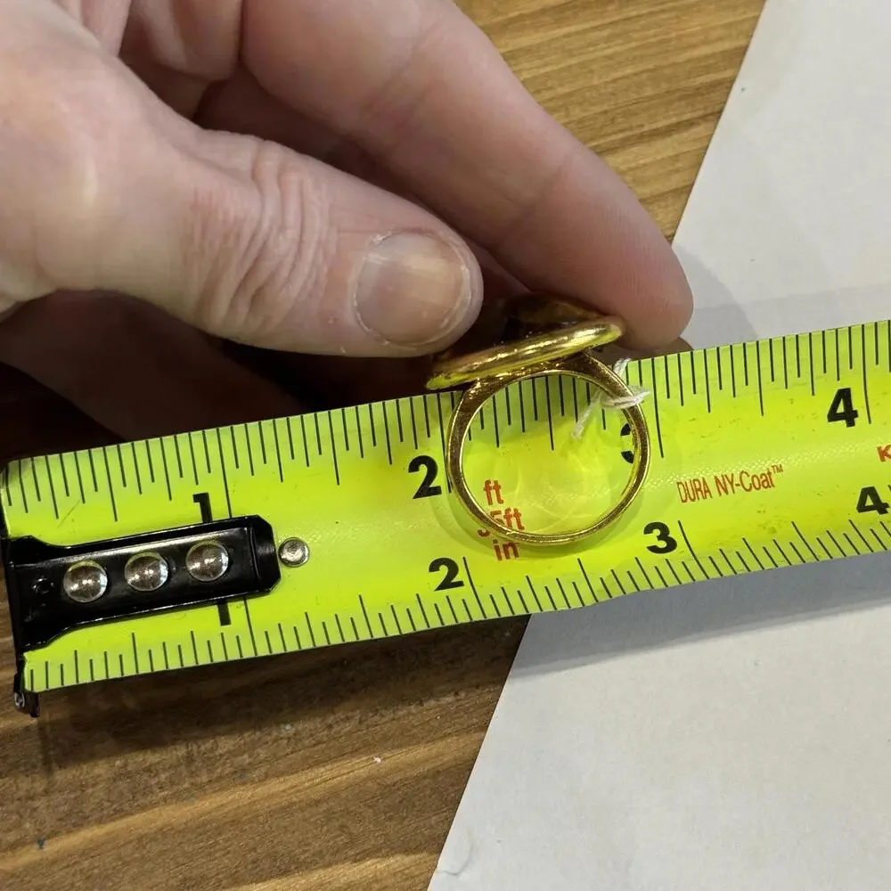 Vintage Gold Plated Tigers Eye Ring‎ Large Stone Jewelry Statement Single